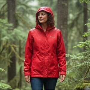 Columbia Arcadia II Size M Rain Coat Waterproof Jacket Red Coral Gorpcore *Read